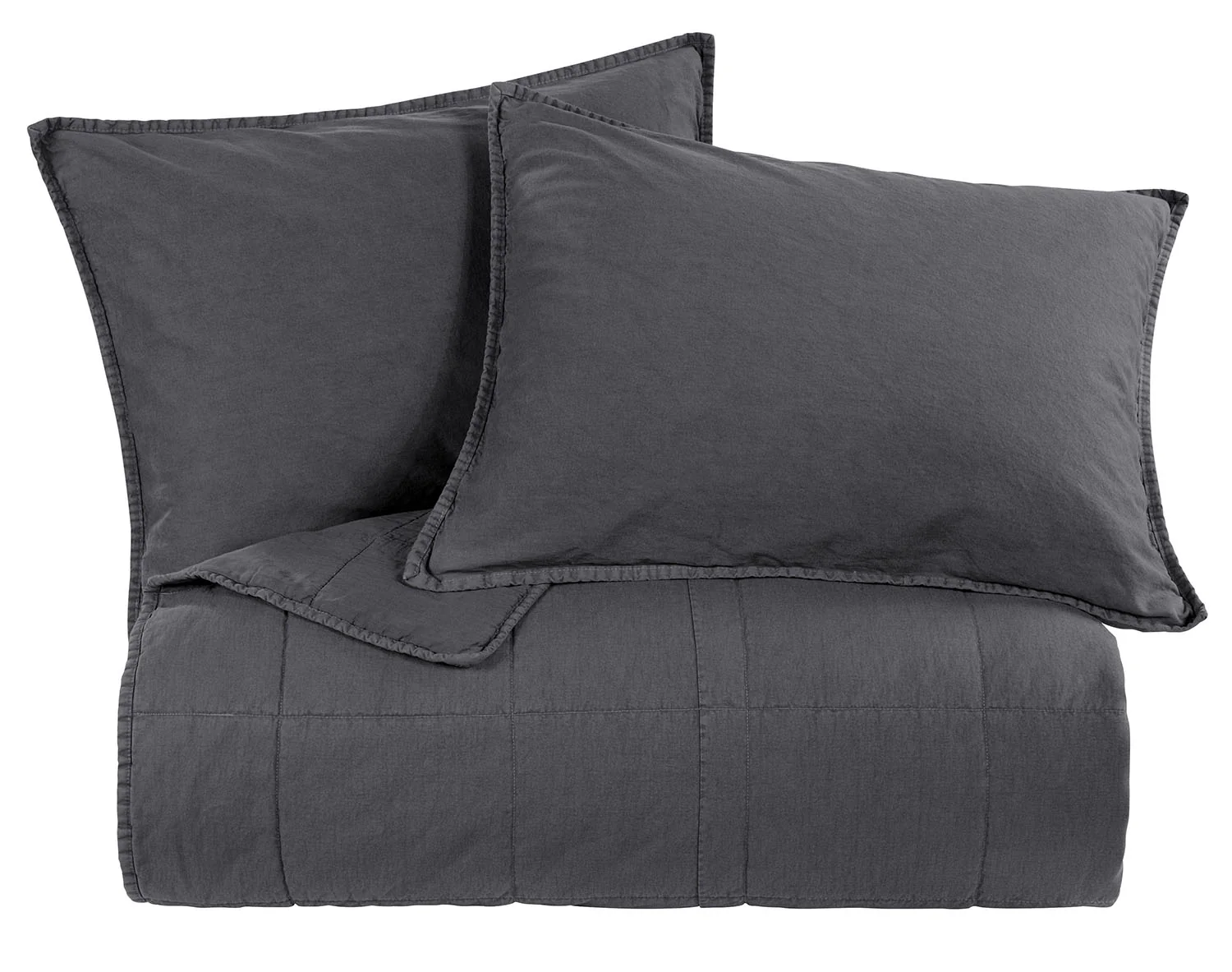 Stonewashed Cotton Velvet Quilt, Grey - Healthber