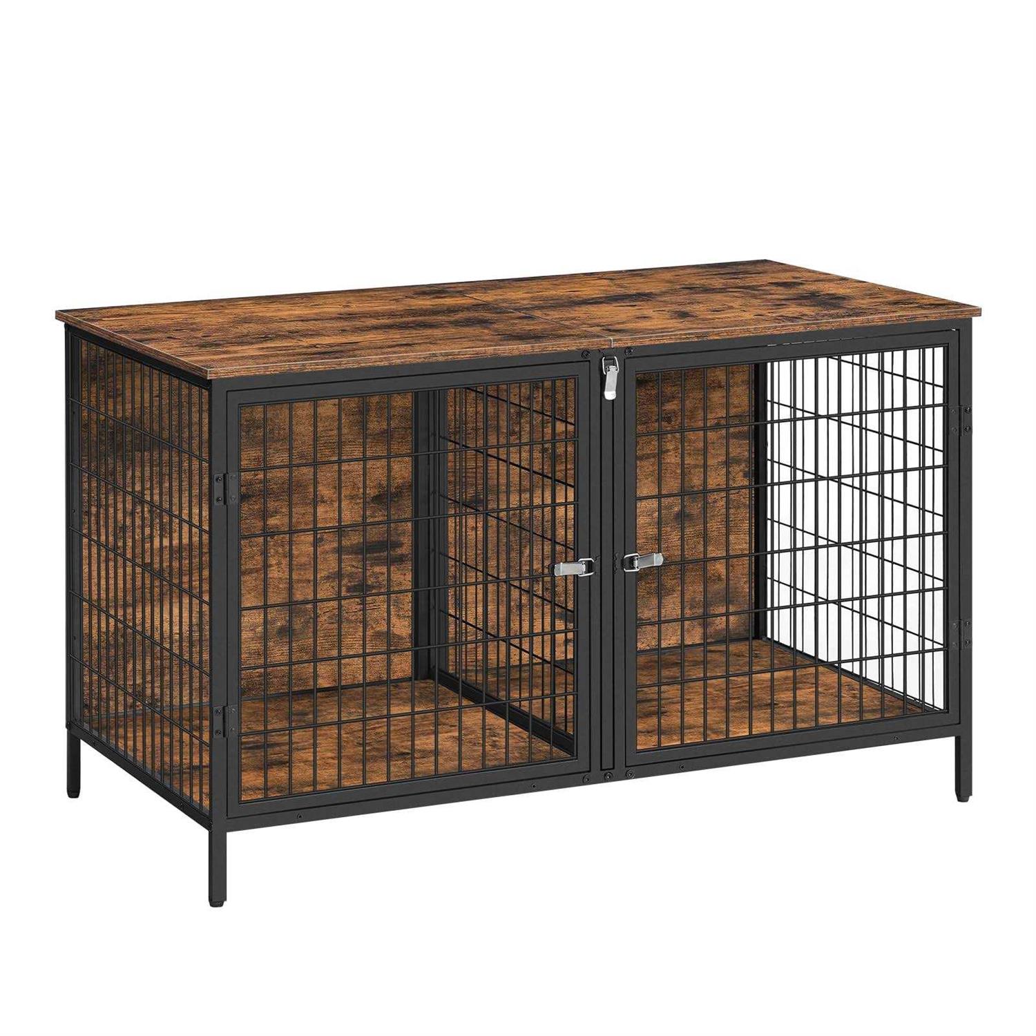 MAHANCRIS Dog Crate Furniture for 2 Dogs 43.3 Dog Kennel with Removable Divider - Healthber