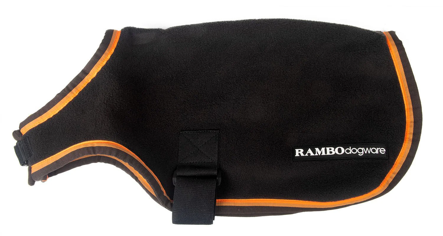 Rambo Deluxe Dog Coat, Black/Orange - Healthber