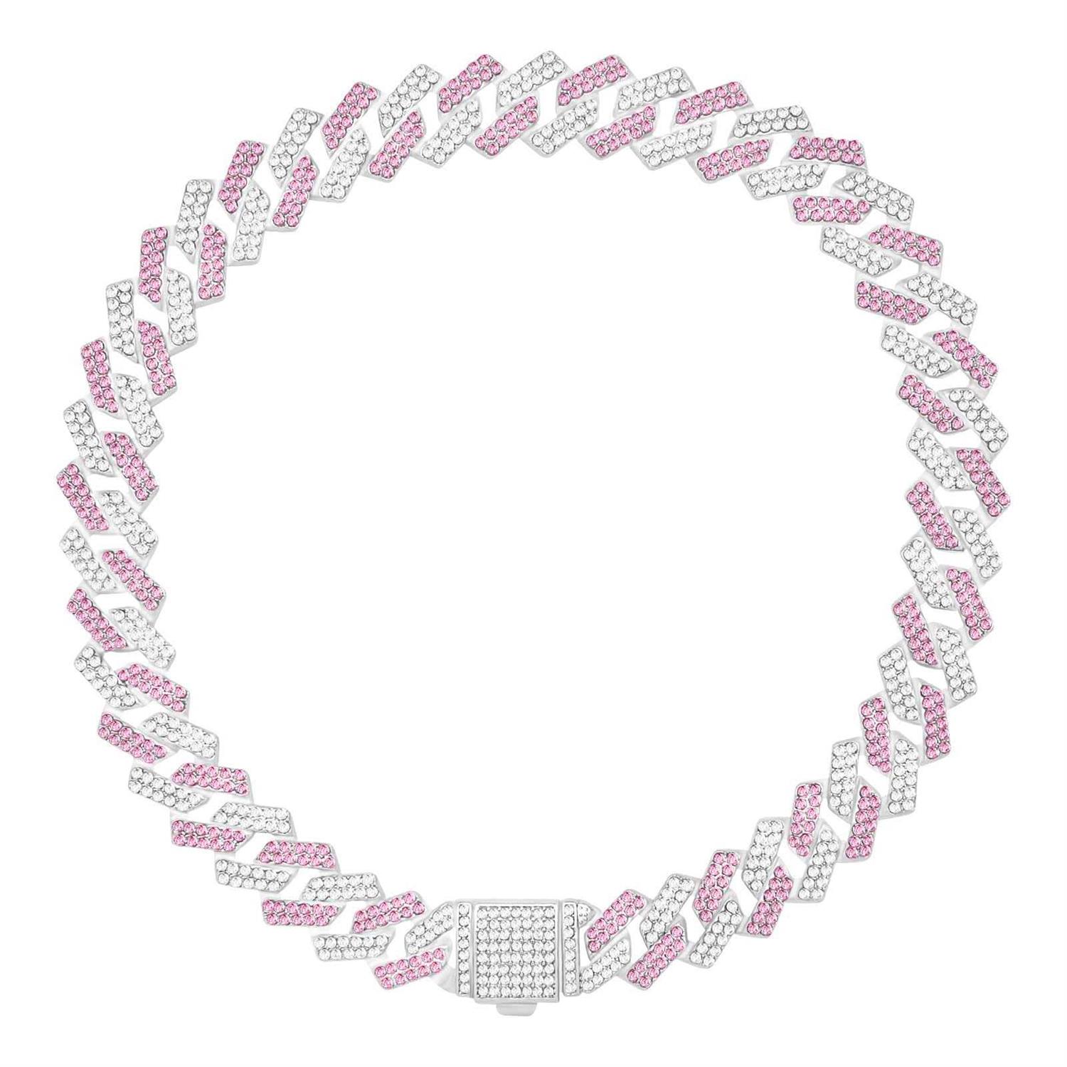 Metal Cuban Diamond Dog Chain Dog Training Chain with Secure Buckle Pet Collars for Large Medium Dogs - Healthber