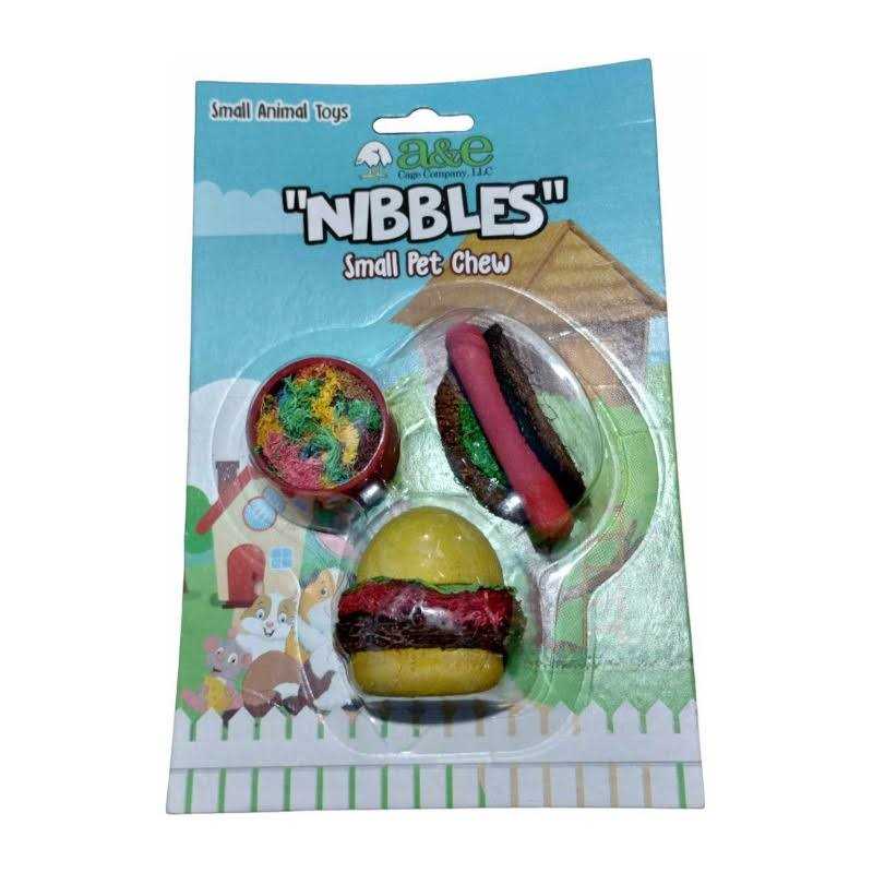 A & E Cages Nibbles Summer Cookout Wood & Loofah Small Animal Chews - Healthber