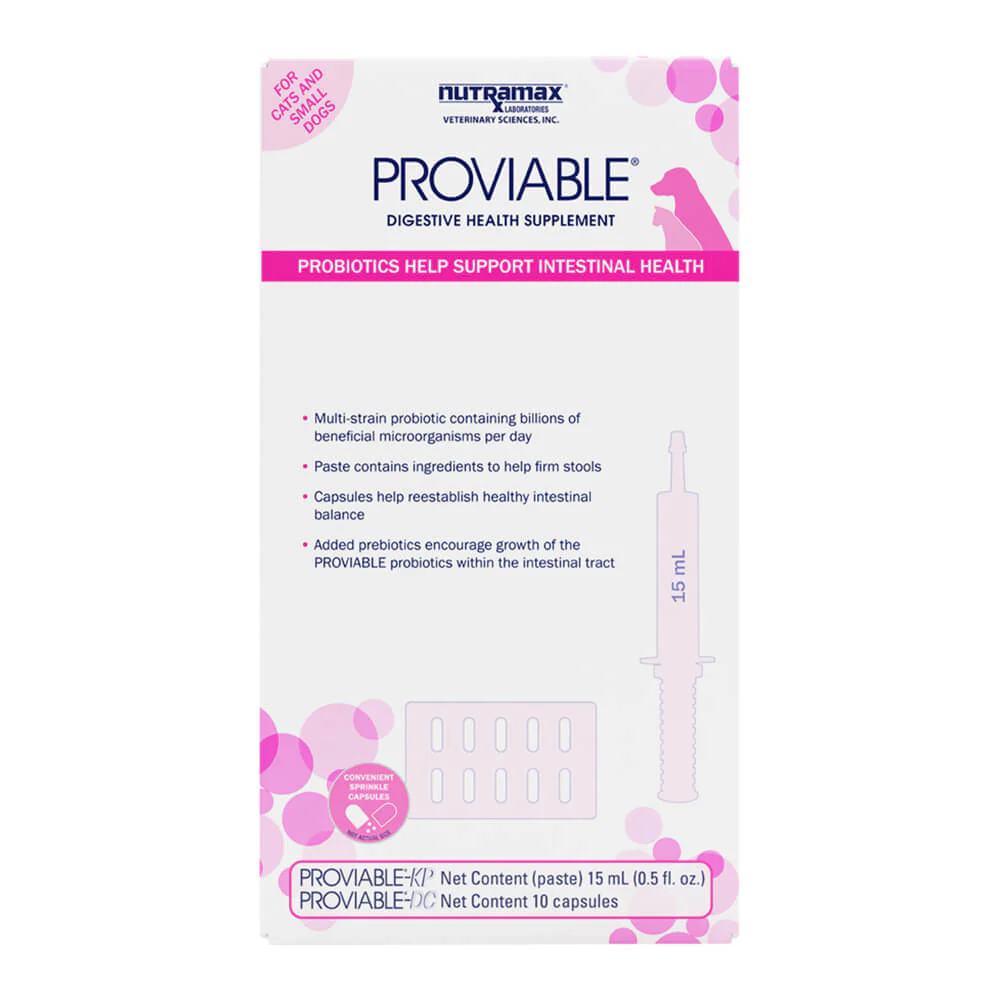 Nutramax Proviable-KP/DC Kit for Small Dogs and Cats, 15 mL Paste/10 Capsules - Healthber