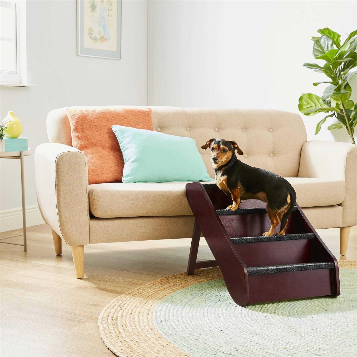 Frisco Deluxe Foldable Wood Carpeted Pet Stairs - Healthber
