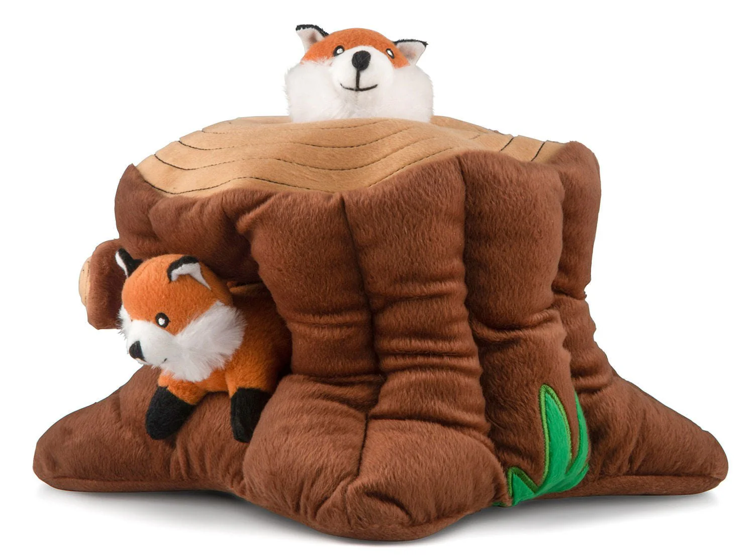 Zippy Burrow 4 Piece Fox Stump Squeaker Dog Toy - Healthber
