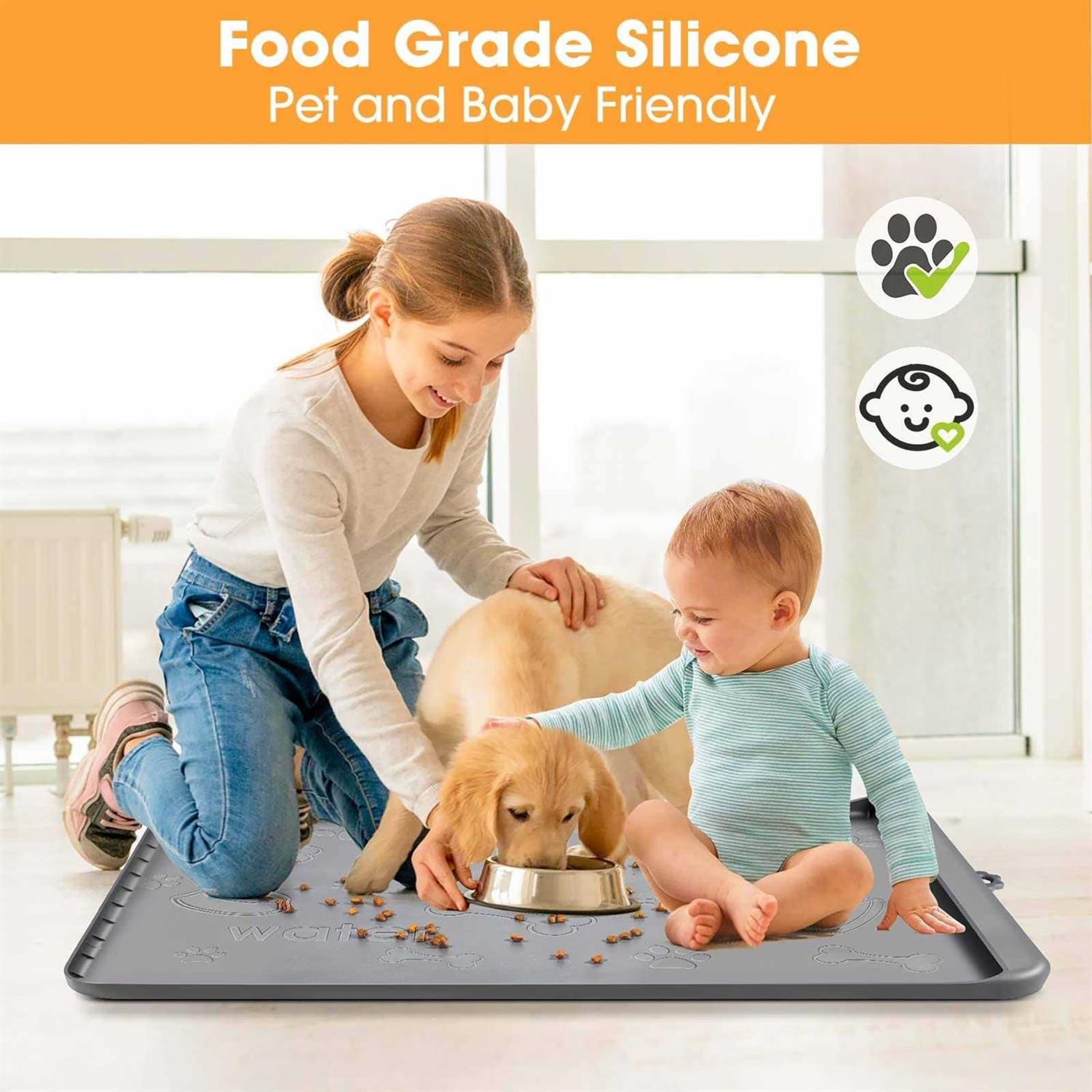 Dog Food Mat with Pocket, Baboies Silicone Dog Mat for Food and Water - Healthber