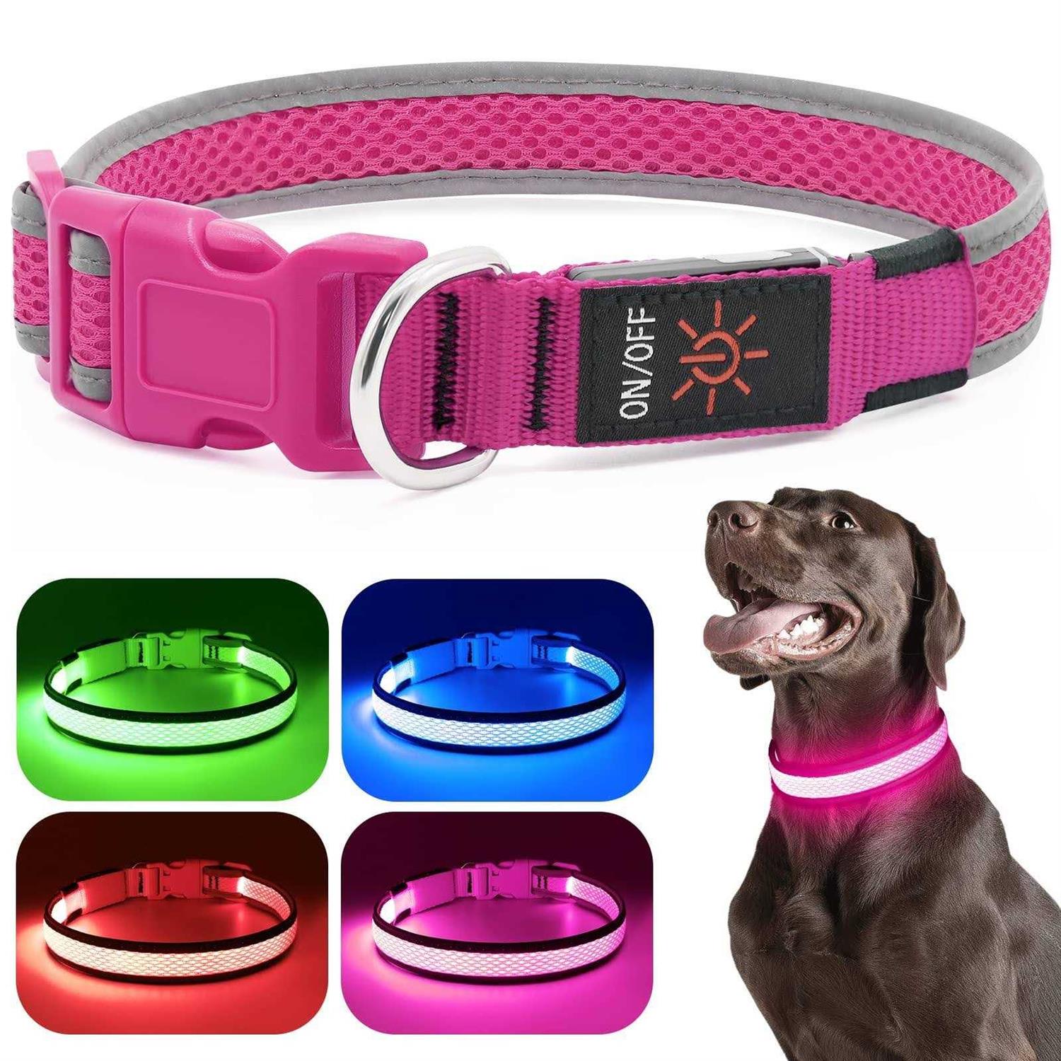 Flashseen LED Dog Collar USB Rechargeable Light Up Dog Collar Lights - Healthber