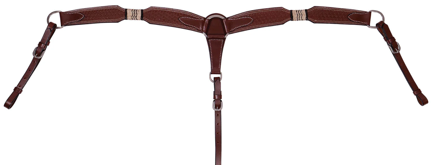 Buffalo Leather Rawhide & Basketweave Contoured Breast Collar - Healthber