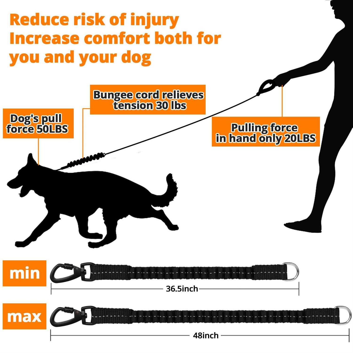 jenico Dog Leash 34561015203050100150FT Heavy Duty Leash with Swivel Lockable Hook and ,Reflective Threads Bungee Dog Leash comfortab - Healthber