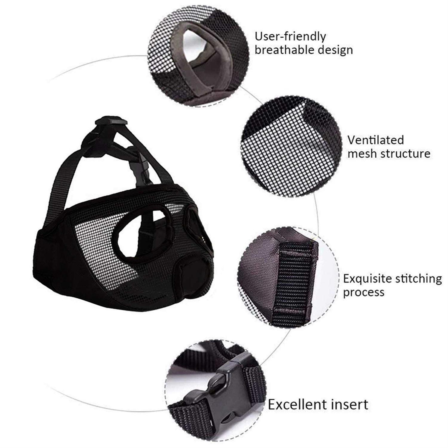 JYHY Short Snout Dog Muzzles Adjustable Breathable Mesh Bulldog Muzzle for Biting Chewing Licking Grooming Dog Mask - Healthber