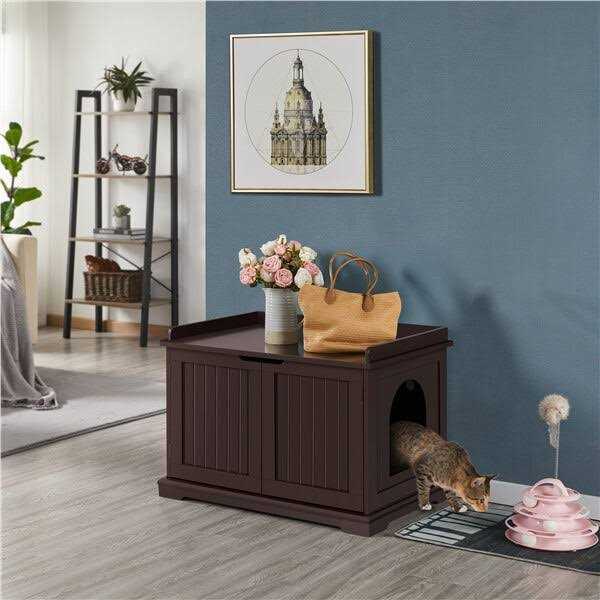 Yaheetech Cat Litter Box Enclosure Wooden Storage Side Table - Healthber