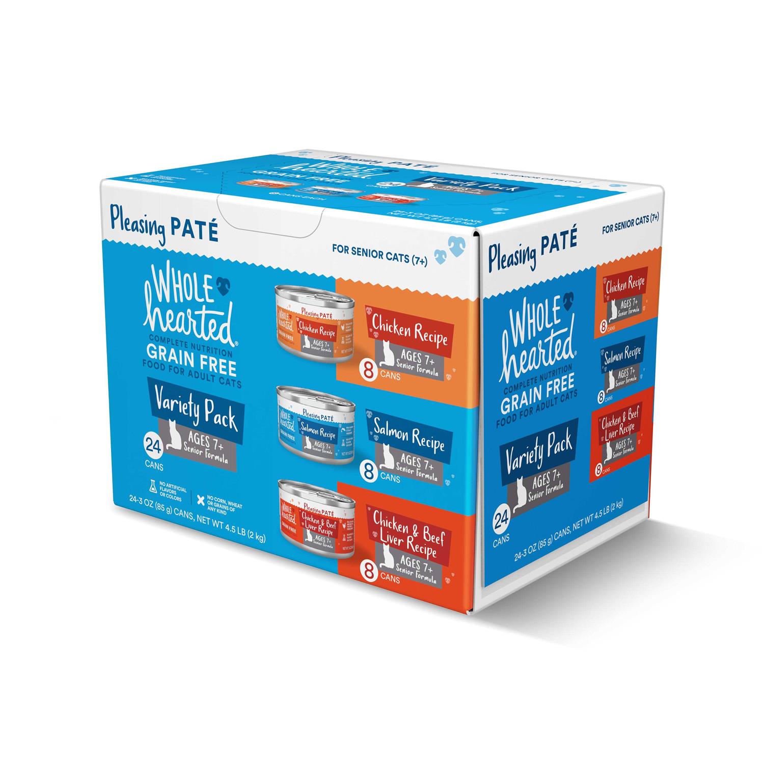 WholeHearted Grain Free Senior Wet Cat Food Pate Variety Pack - Healthber