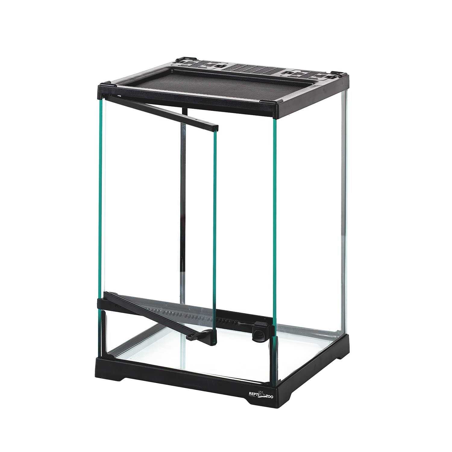 REPTIZOO glass Terrarium Tank 8x8x12, Front Opening Door Full View Visually Appealing Mini Reptile or Amphibians Habitat - Healthber