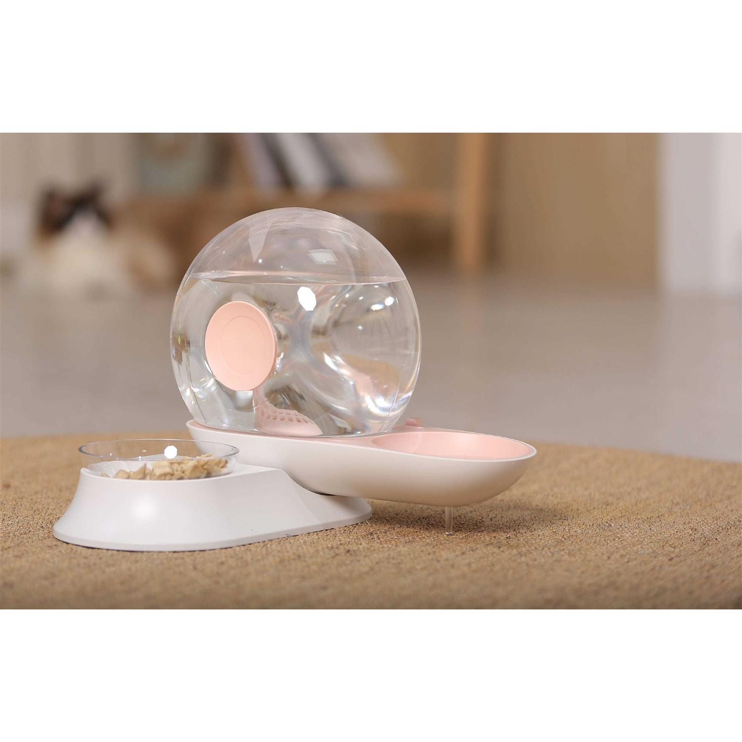 Pet Life Auto-Myst Snail Shaped 2-in-1 Automated Gravity Pet Filtered Water Dispenser and Food Bowl - Healthber