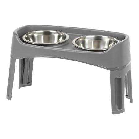 Iris USA 12 inch Elevated Dog Bowls with Two 2 Qt Stainless Steel Bowls and Removable Legs - Healthber