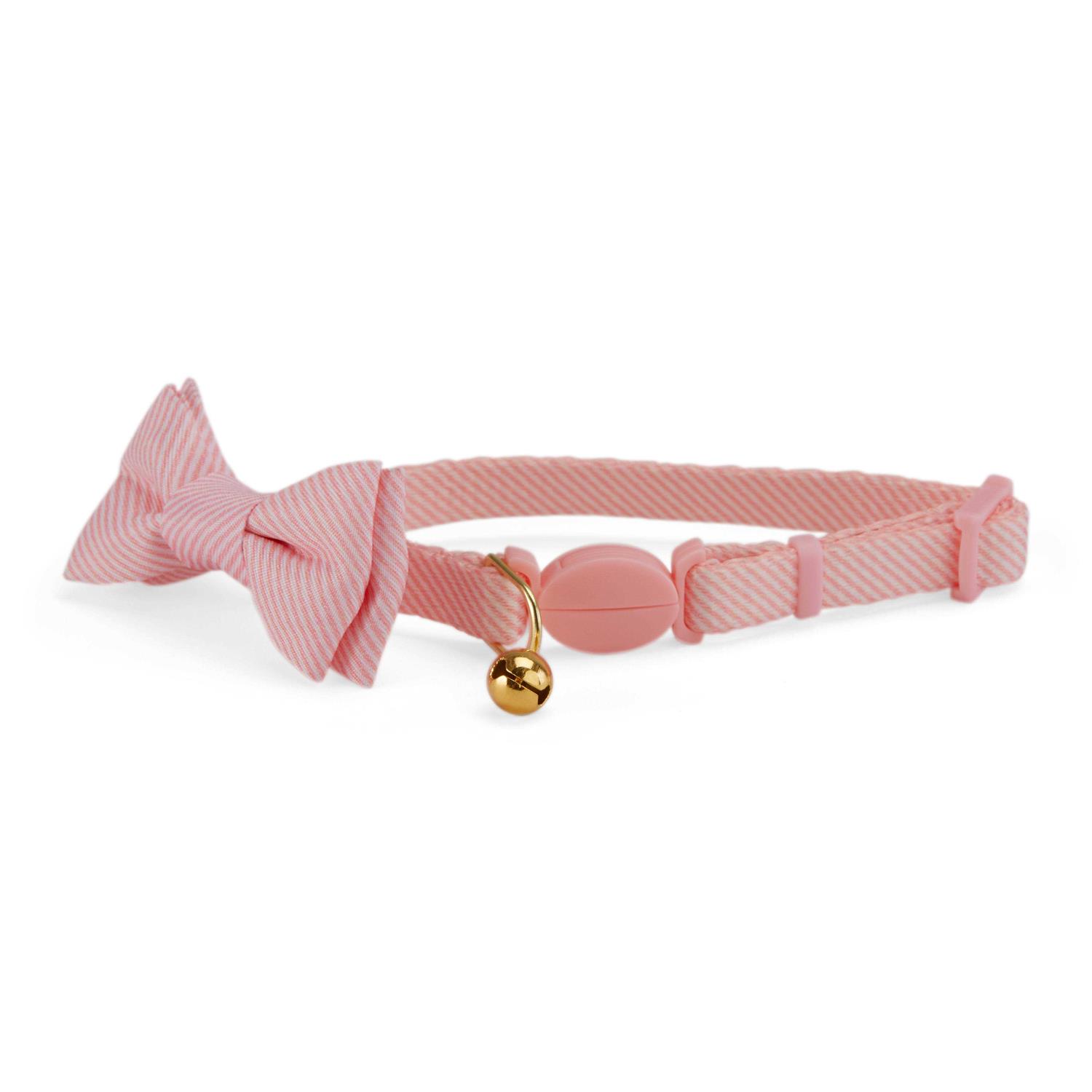 YOULY Blue Seersucker Breakaway Bowtie Kitten Collar - Healthber
