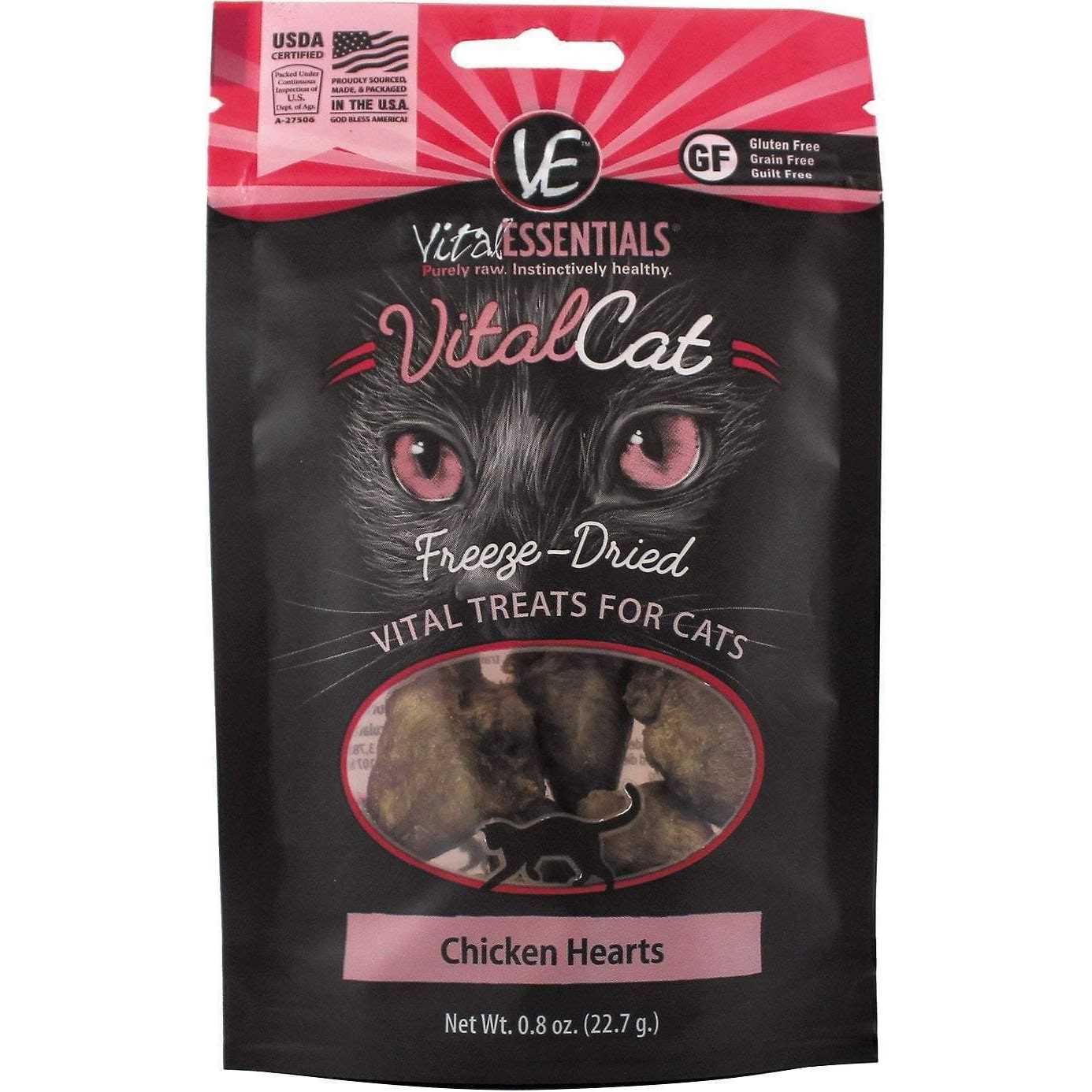 Vital Essentials Freeze-Dried Chicken Hearts Cat Treats - Healthber