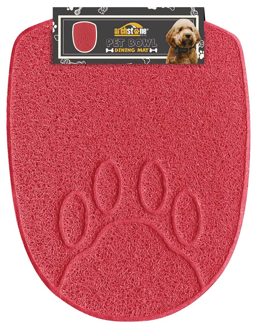 Pet Bowl Dining Mat Red Shield - Healthber