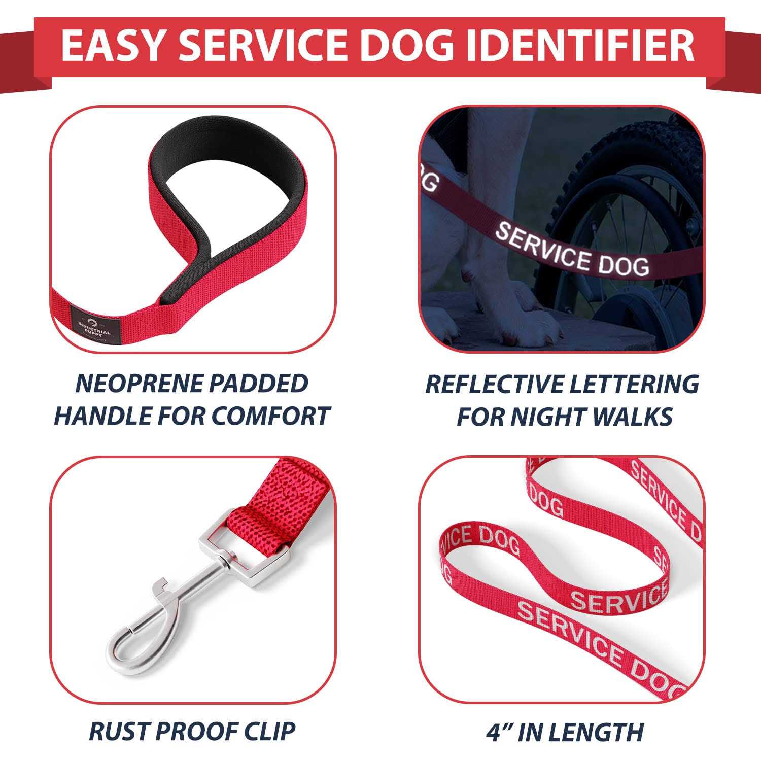 Industrial Puppy Service Dog Vest with Hook and Loop Straps & Matching Service Dog Leash Set - Healthber