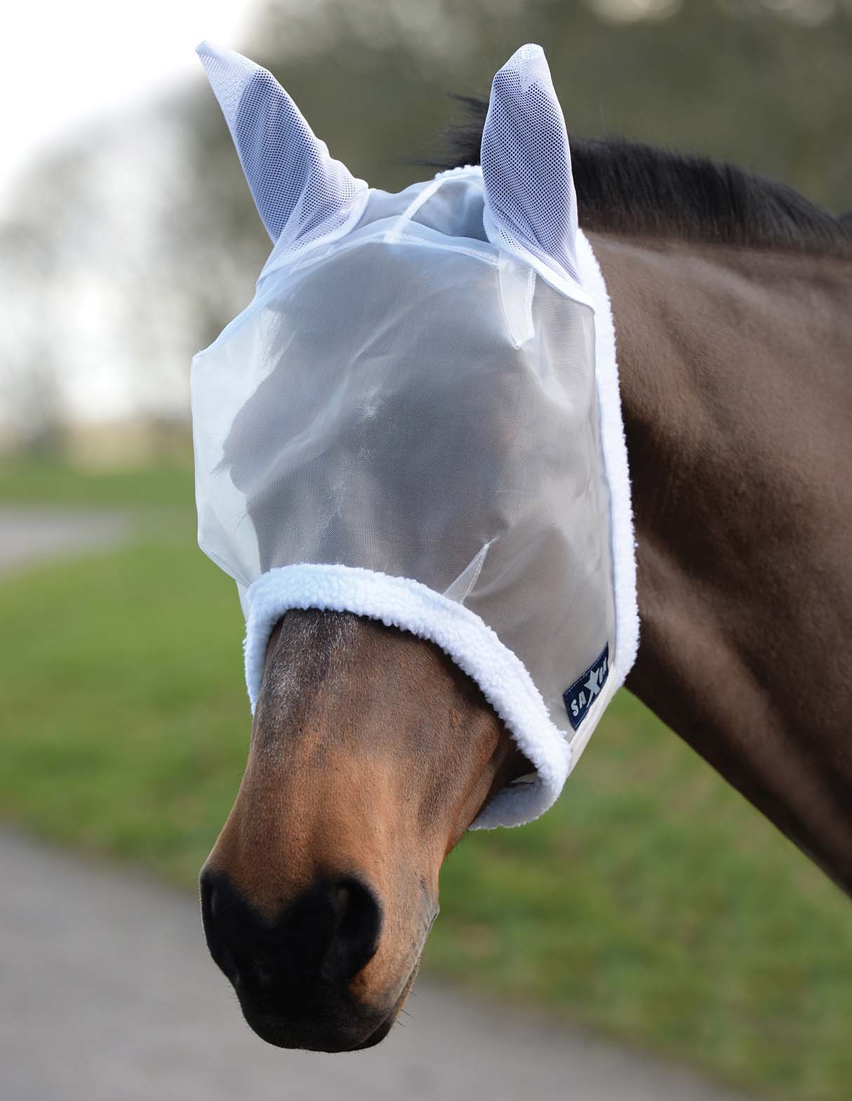 Saxon Horse Fly Mask, White - Healthber