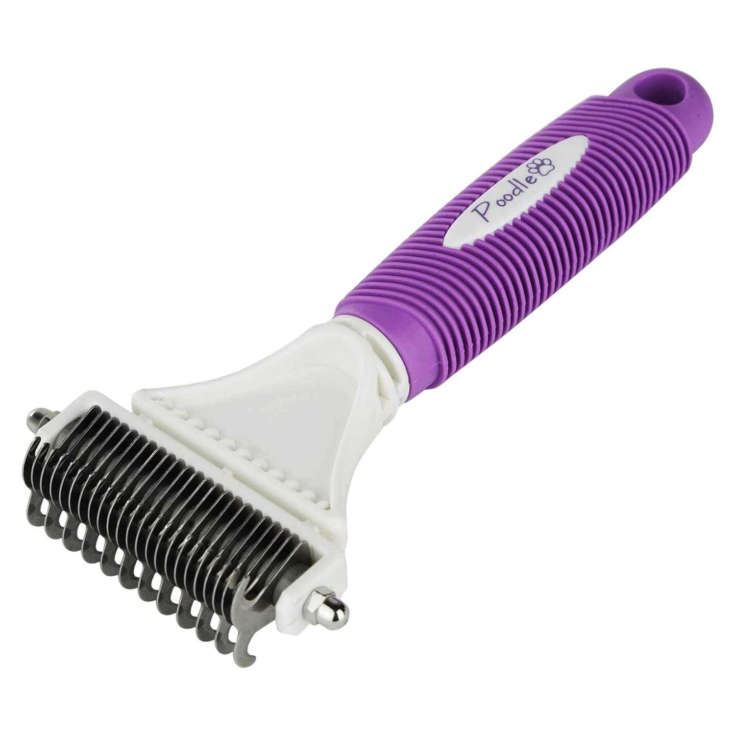 Poodle Pet Dematting Comb for Dogs Handheld Undercoat Dematter Rake Grooming Tool for Long or Short Hair - Healthber