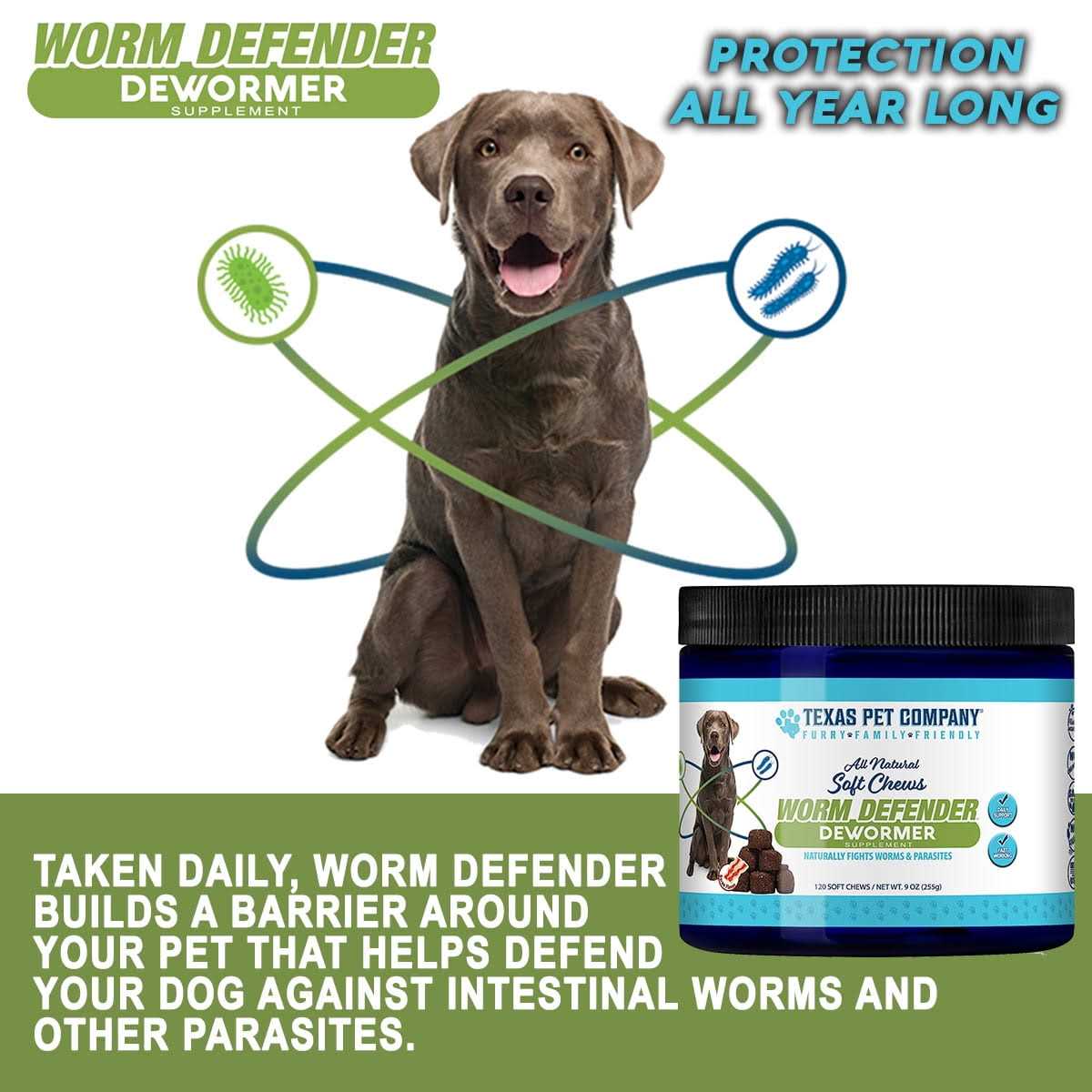 Texas Pet Company Worm Defender Soft Chews Supplement - Healthber