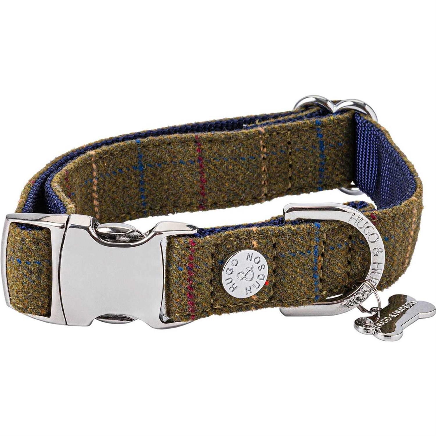 HUGO & HUDSON Tweed Dog Collar with Metal Buckle - Healthber