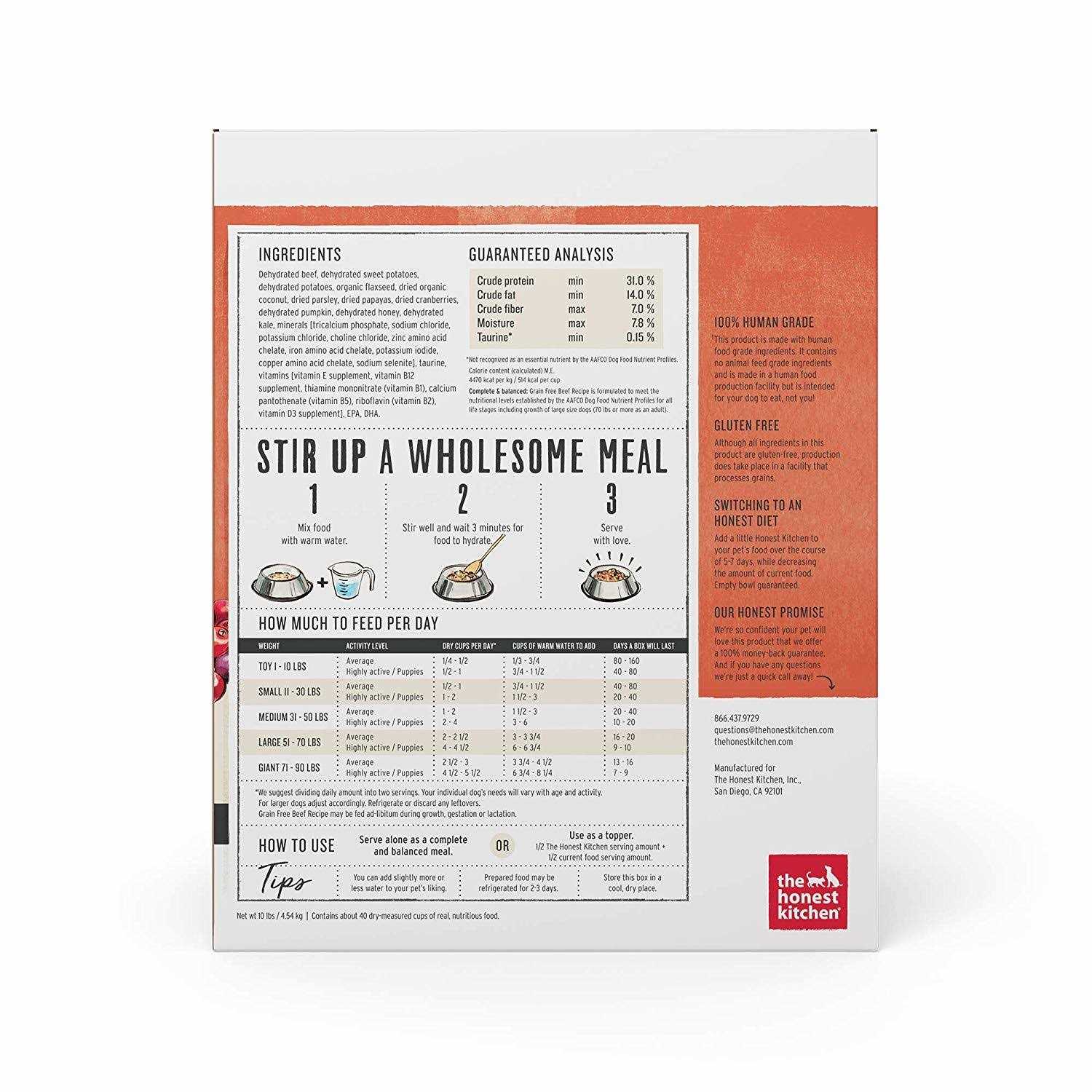 The Honest Kitchen Dehydrated Grain-Free Beef Dog Food 10lb - Healthber