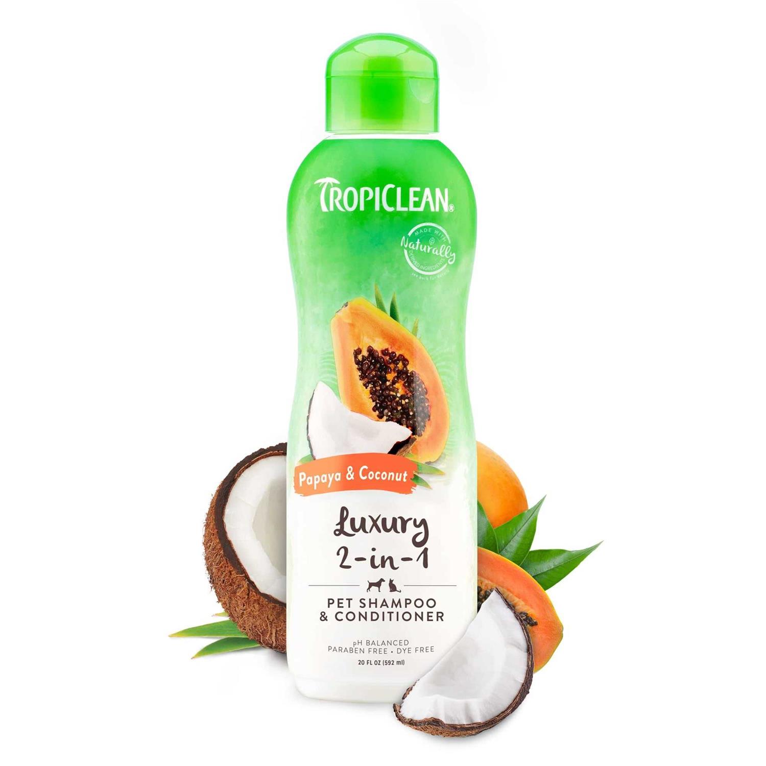 TropiClean Papaya & Coconut Luxury 2-in-1 Conditioner Shampoo - Healthber