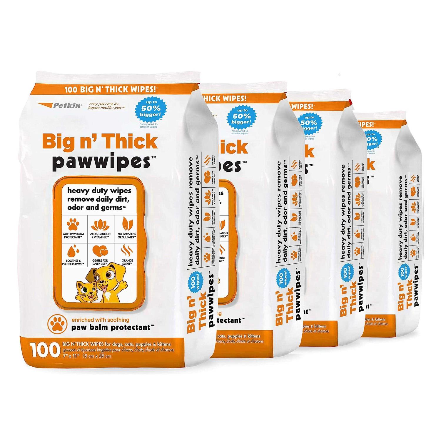Petkin Big N’ Thick Paw Wipes 100 - Healthber