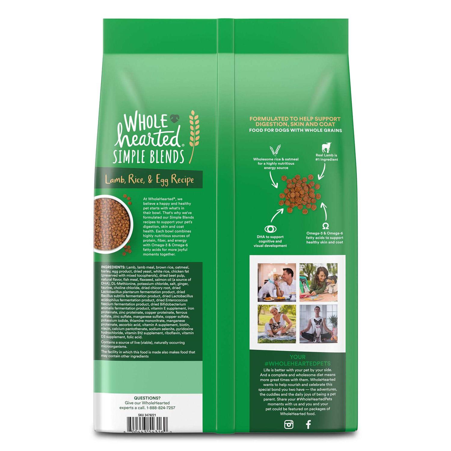 WholeHearted Simple Blends Lamb Rice & Egg Recipe Dry Food - Healthber