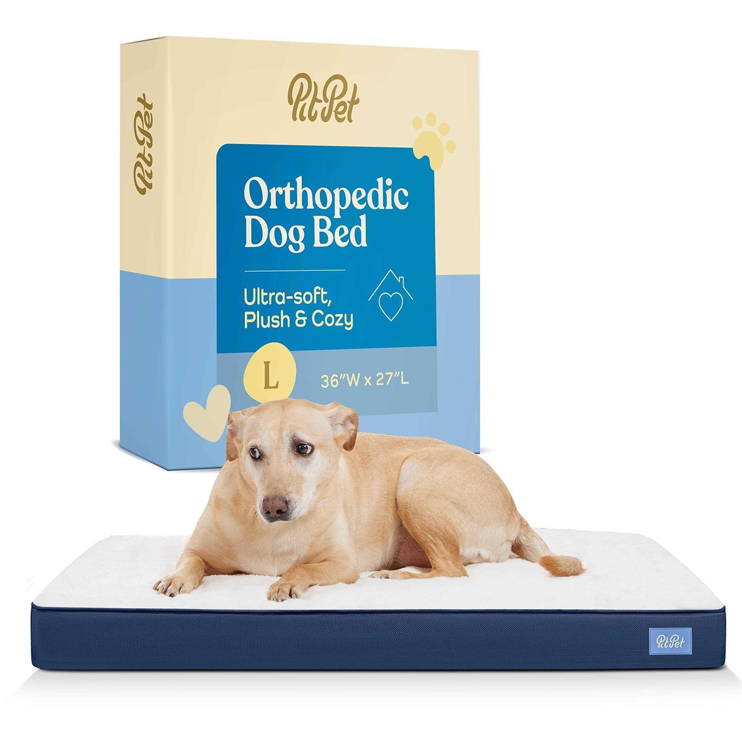 Pitpet Orthopedic Large Dog Bed Ultra Comfortable Dog Bed for Large Dogs Small, Medium, Large and Extra-Large Dogs/Cats with Sherpa top - Healthber