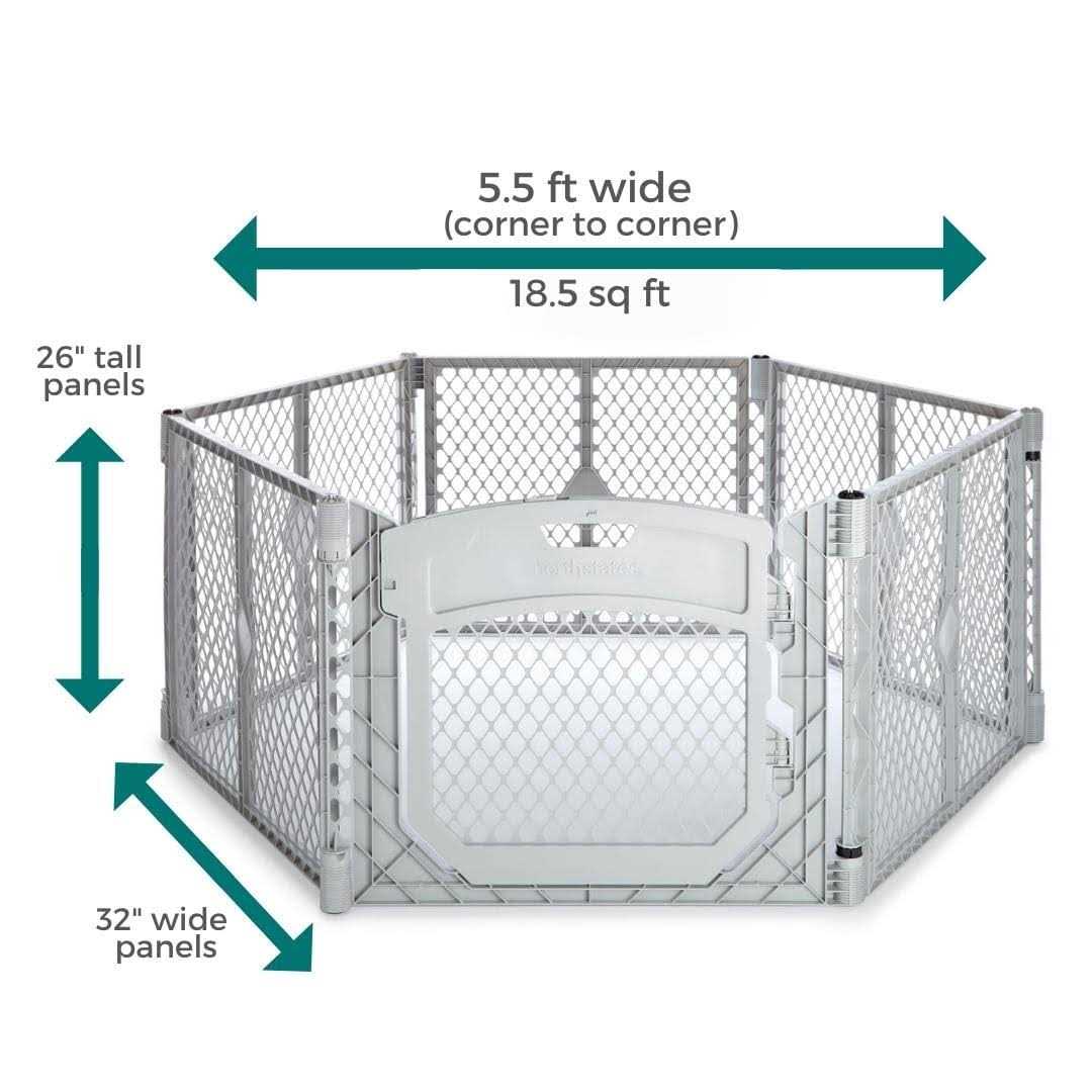 North States MyPet Petyard Plus 18.5 Sq. Ft. Dog playpen Indoor. Made in USA. 6-Panel pet playpen - Healthber