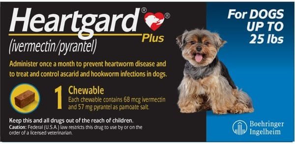 Rx Heartgard Plus (ivermectin/pyrantel) Chewable for Dogs, 1 Month - Healthber