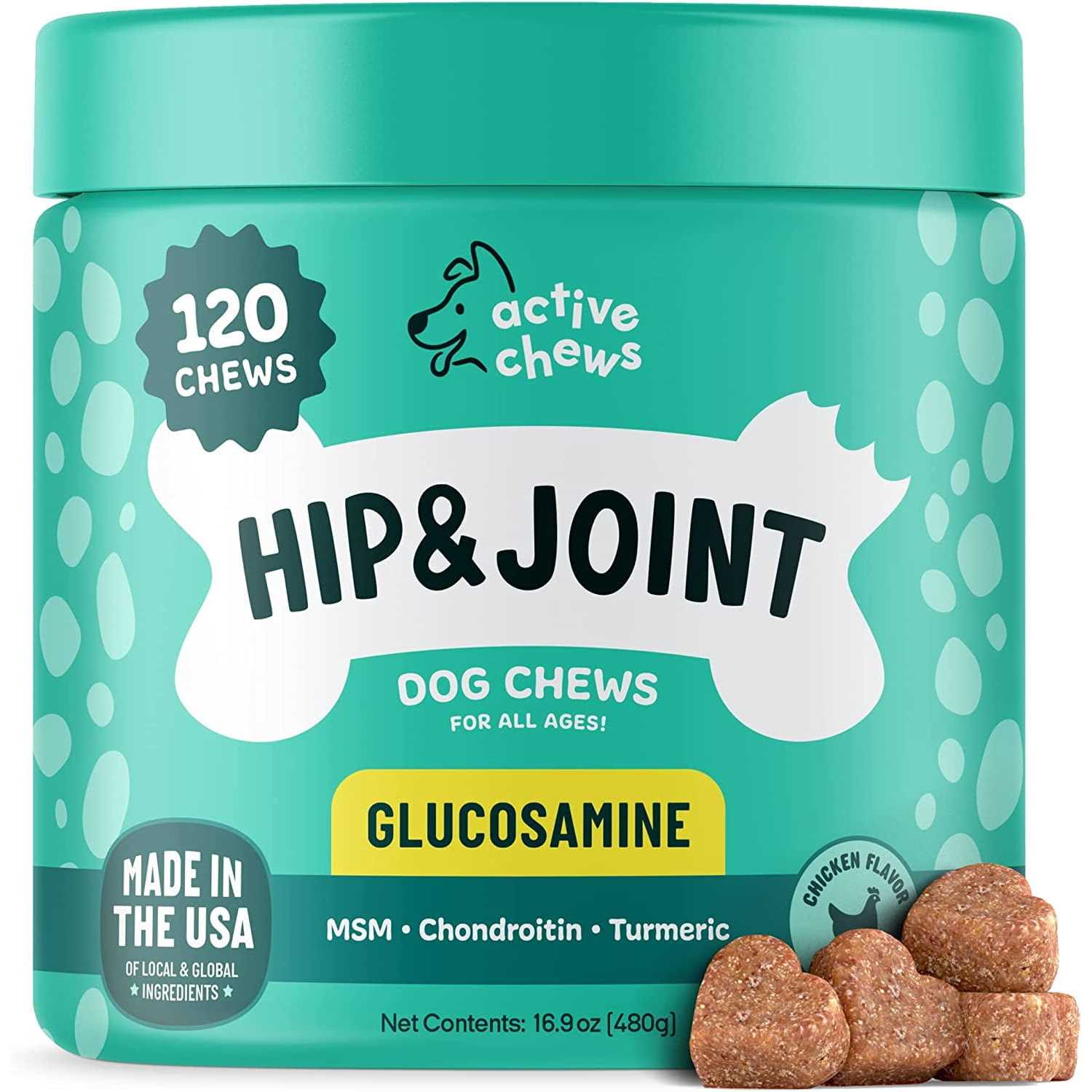 Active Chews Glucosamine for Dogs Hip and Joint Supplement with Chondroitin, Turmeric, and Msm - Healthber