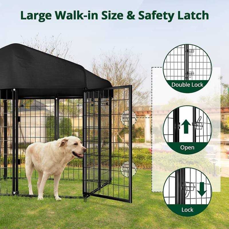 PawGiant Dog Kennel Outdoor Dog House with Roof Waterproof Cover for Medium to Small Dog Outside 4ft x 4ft x 4.5ft - Healthber