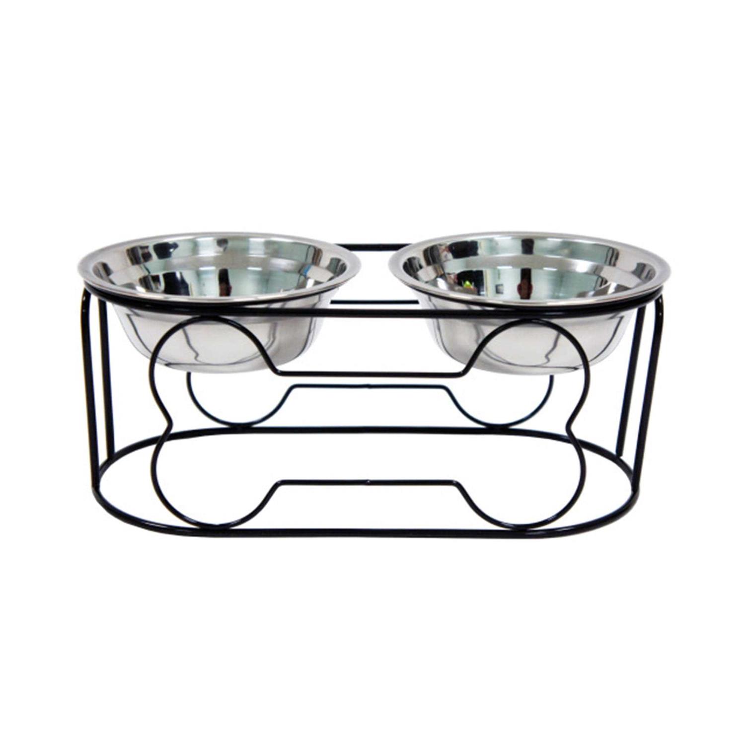YML Wrought Iron Stand with Double Stainless Steel Feeder Bowls - Healthber