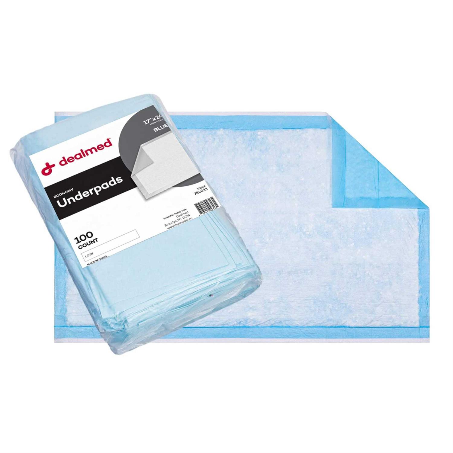Dealmed Economy Absorbency Disposable Underpads 2-Ply Tissue Fill 17 X 24” - Healthber
