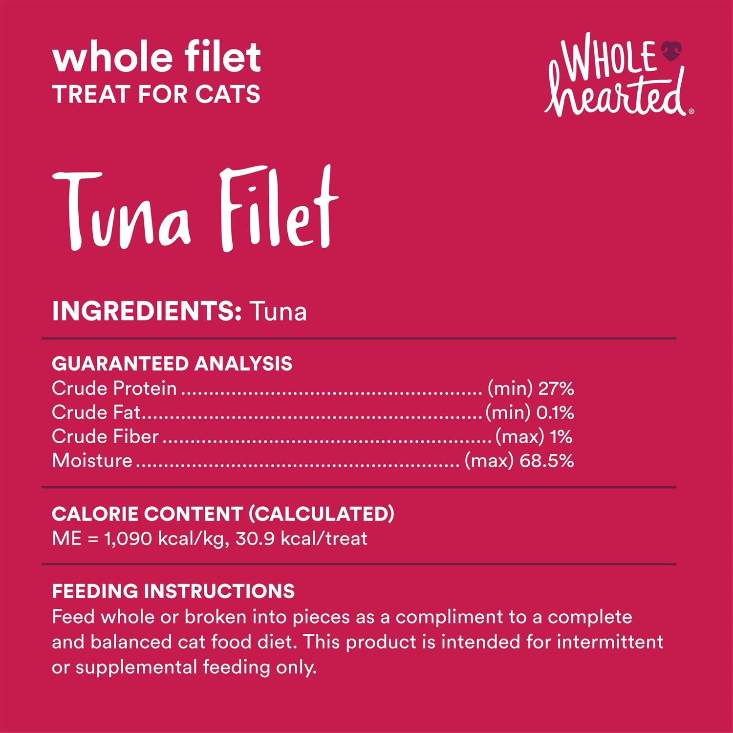 WholeHearted Protein-Rich Tuna Filet Cat Treat - Healthber