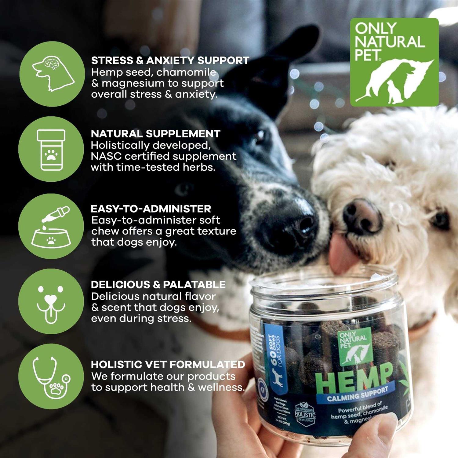 Only Natural Pet Hemp Calming Support Soft Dog Chews - Healthber