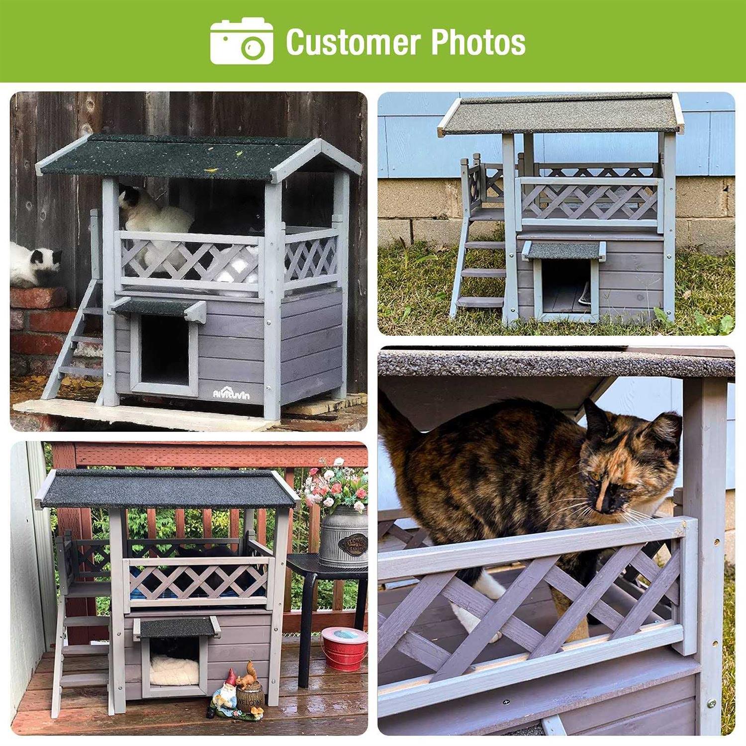 GUTINNEEN Cat House with Door for Feral Cats Rainproof Outside Kitty House 2 S AIR09-BS - Healthber