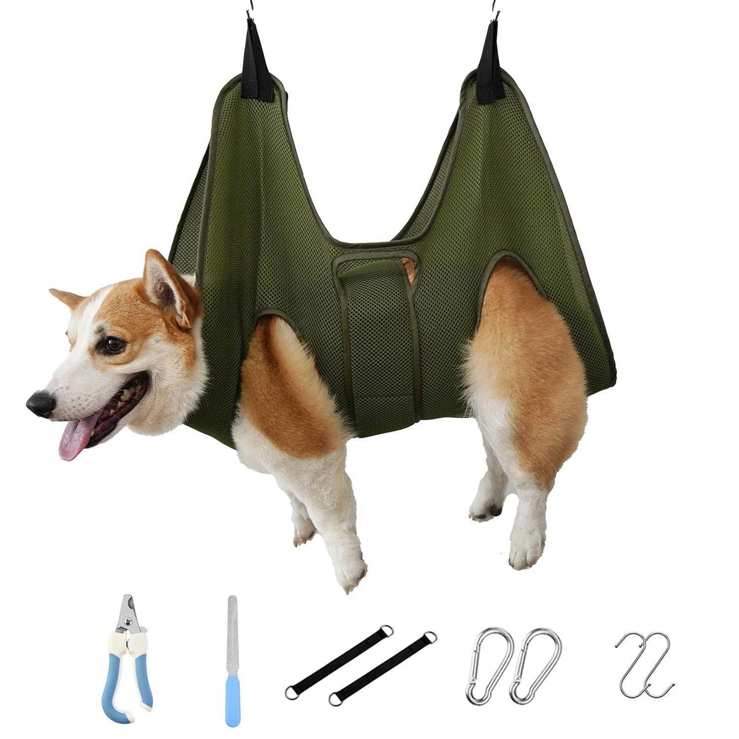Mklhgty Pet Dog Grooming Hammock Harness for Cats & Dogs, Breathable Dog Grooming Helper for Trimming Nail and Ear/Eye Care,with Dog Nail Clippers - Healthber