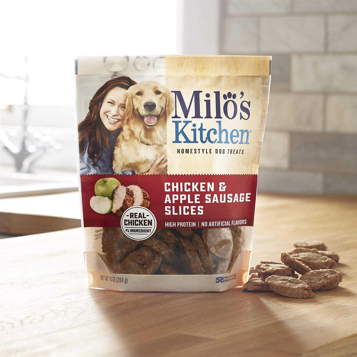 Milo’s Kitchen Chicken & Apple Sausage Slices Dog Treats - Healthber