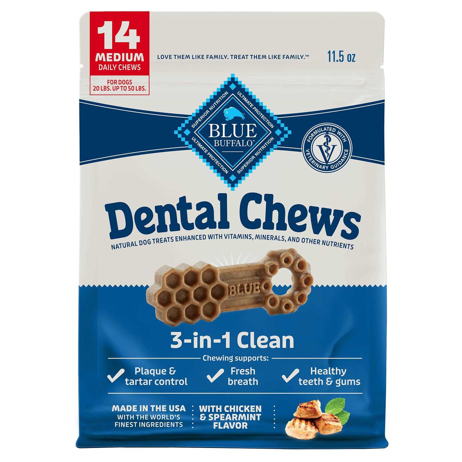 Blue Buffalo Chicken & Spearmint Dog Dental Chews - Healthber