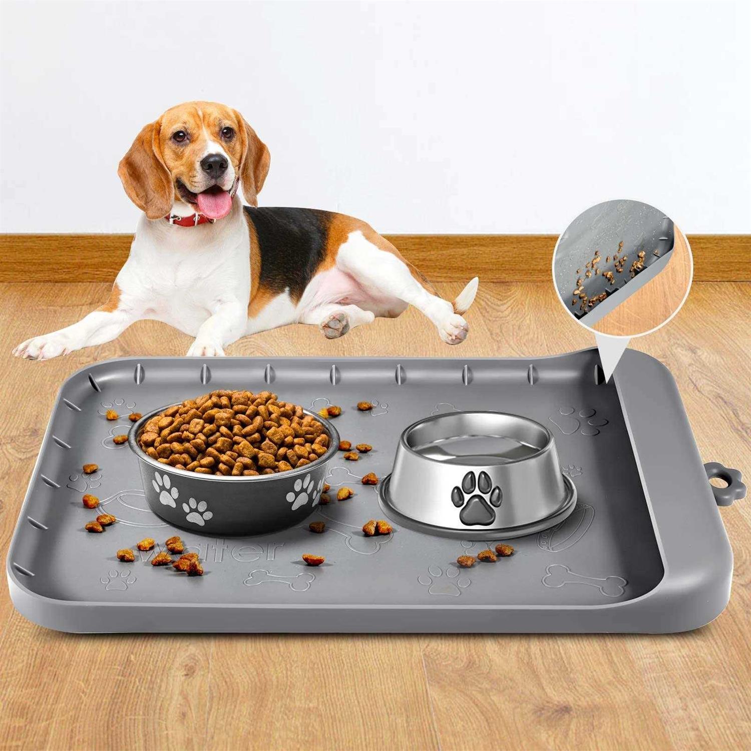 Dog Food Mat with Pocket, Baboies Silicone Dog Mat for Food and Water - Healthber