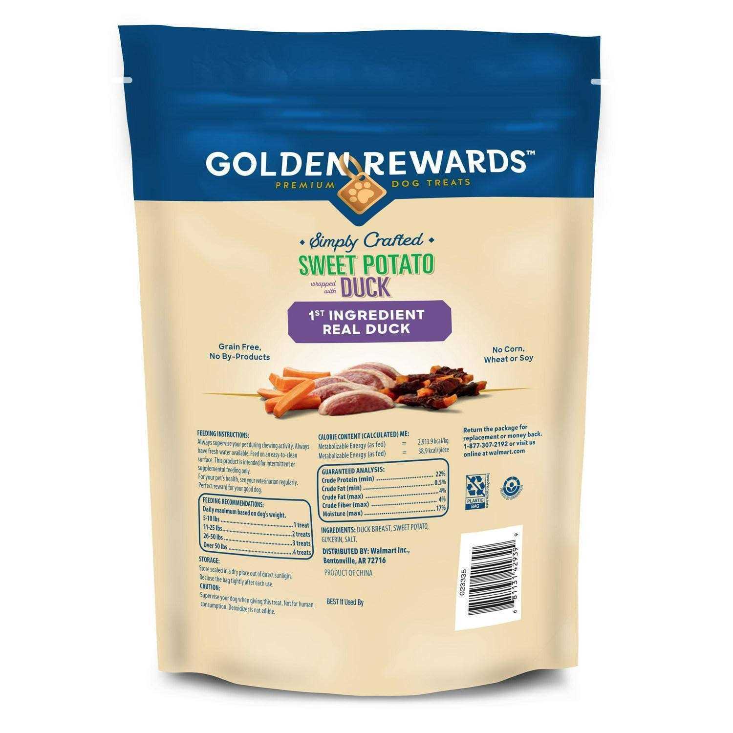 Golden Rewards Sweet Potato Wrapped with Duck Flavor Dry Training Treats for All Dogs - Healthber