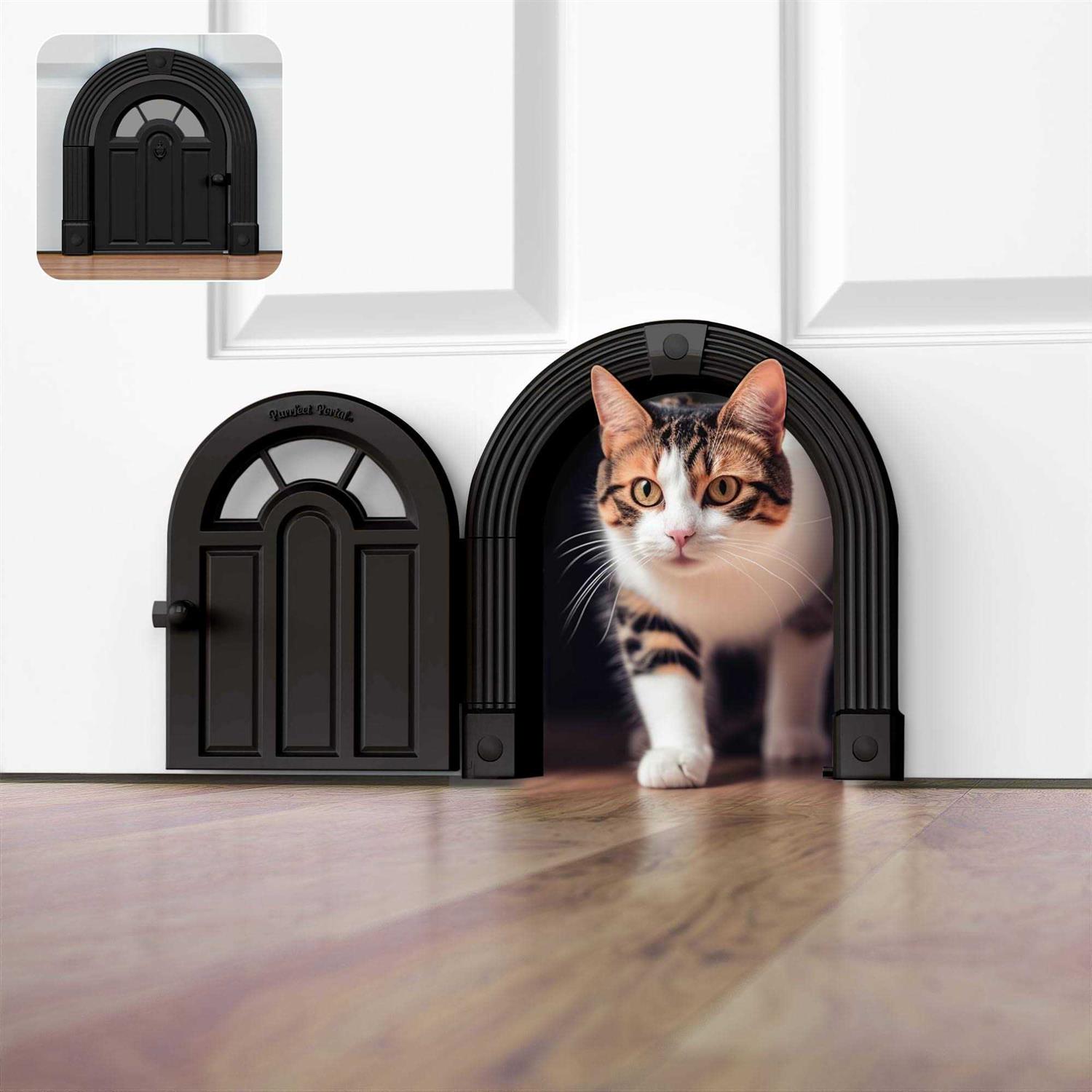 Purrfect Portal Interior Cat Door No-Flap Cat Door for Interior Door Cat Door Interior Door for Cats Up to 20 lbs - Healthber