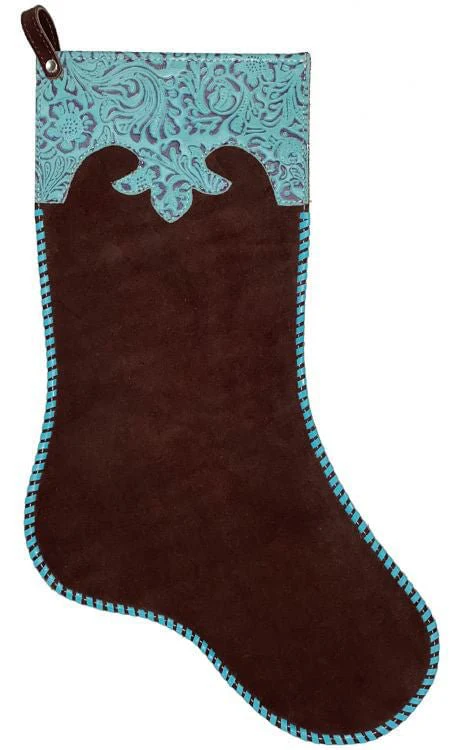 Leather Stocking with Turquoise Floral Cuff - Healthber