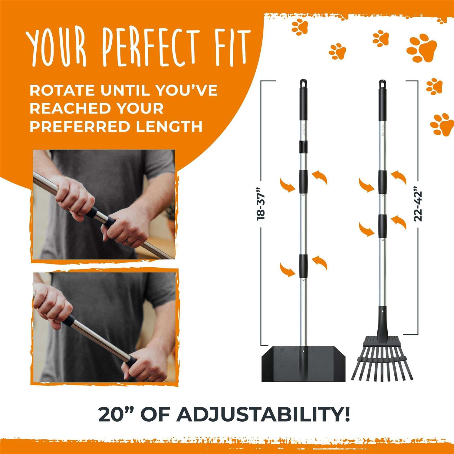 Mighty Paw Dog Pooper Scooper and Rake Set - Healthber