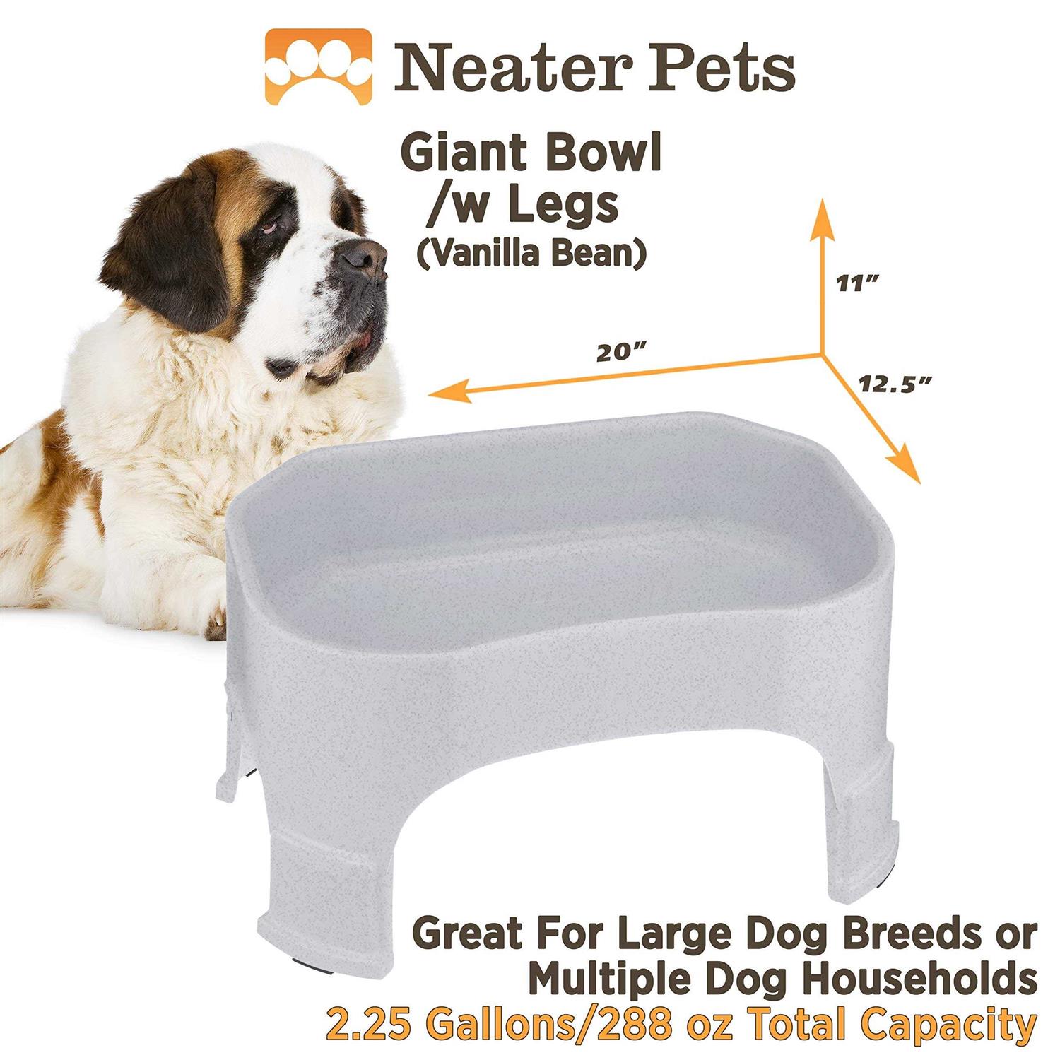 Neater Pet Brands Bowl with Leg Extensions Huge Jumbo Trough Style Dog Pet Water Dish - Healthber