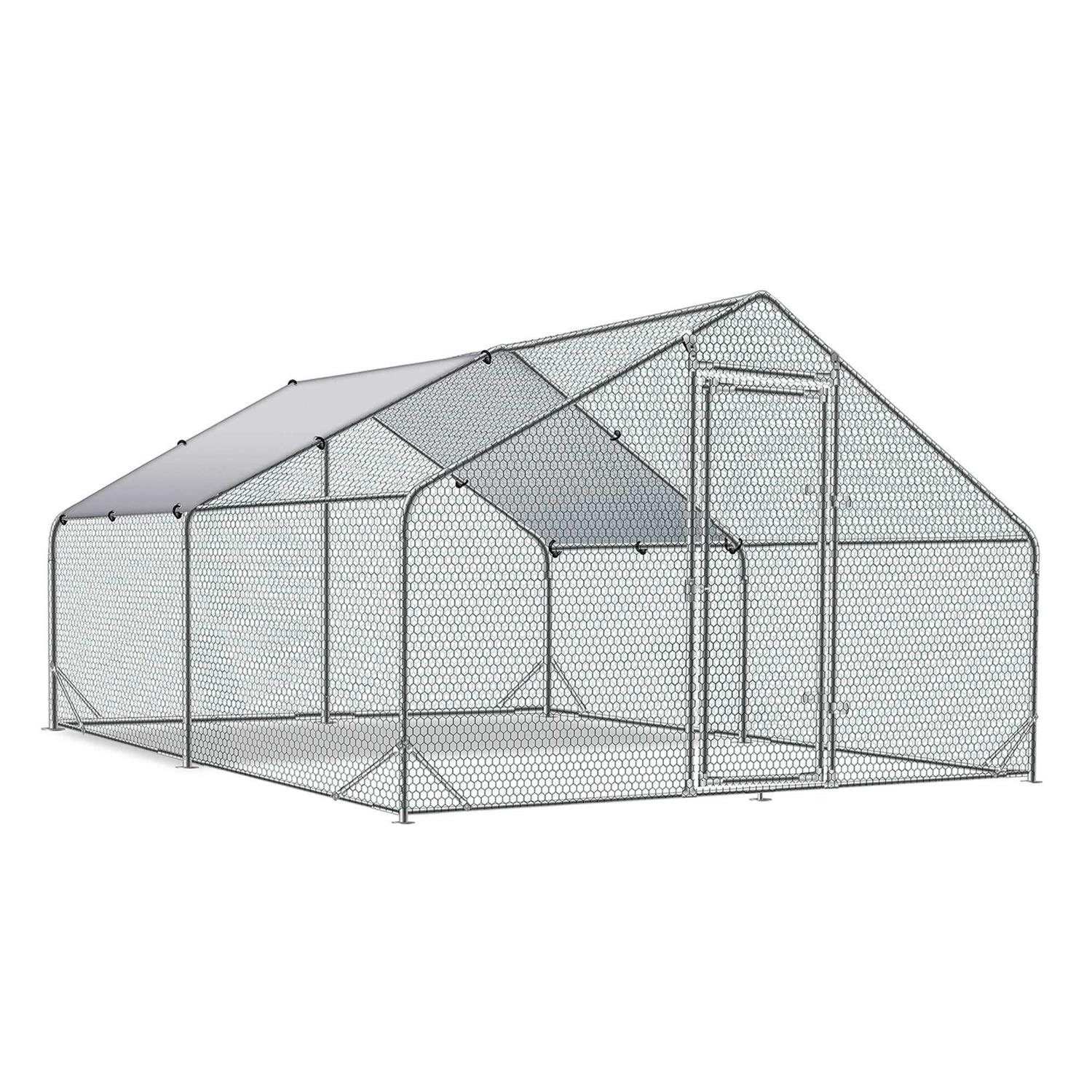 Tolead Large Metal Chicken Coop Upgrade Tri-Supporting Wire Mesh Chicken Run with Water-Resident - Healthber